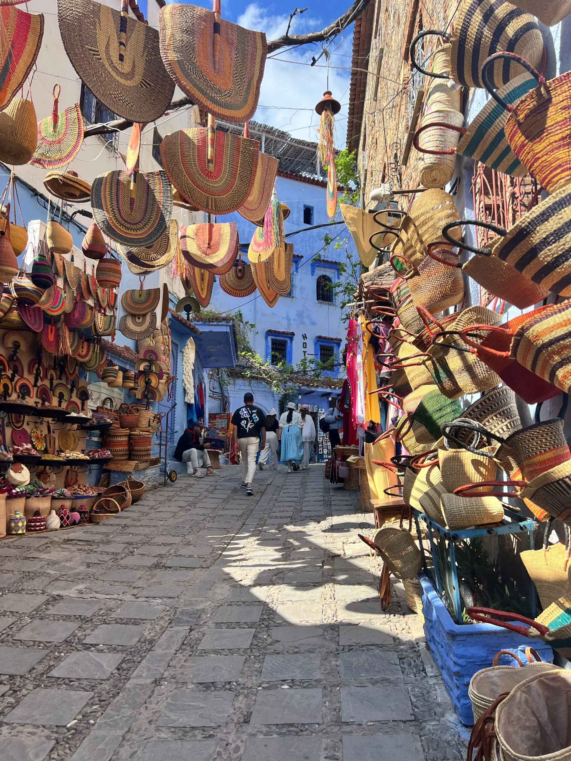 Colourful lanterns and crafts in a Chefchaouen souk